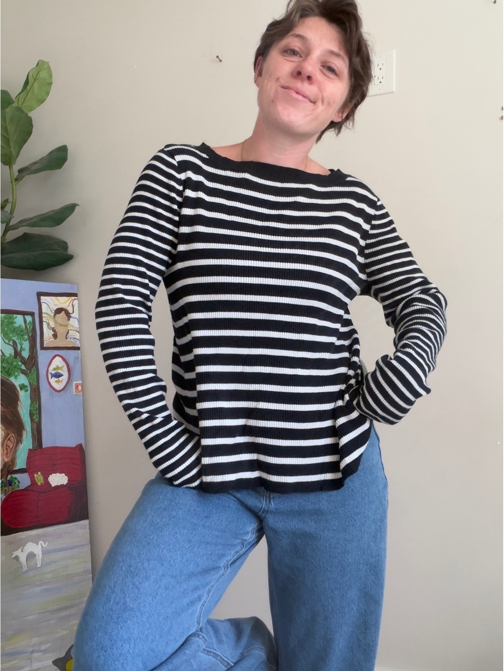 Vintage 90s striped long sleeve boatneck